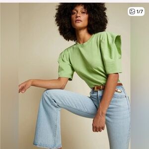 Nation LTD Blythe Origami Sleeve Boxy Tee in Envy Green Size Medium